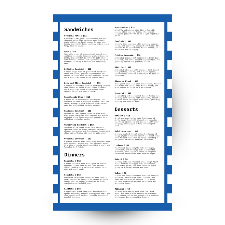 Show details for Greek Isles Eatery White Blue - Upload