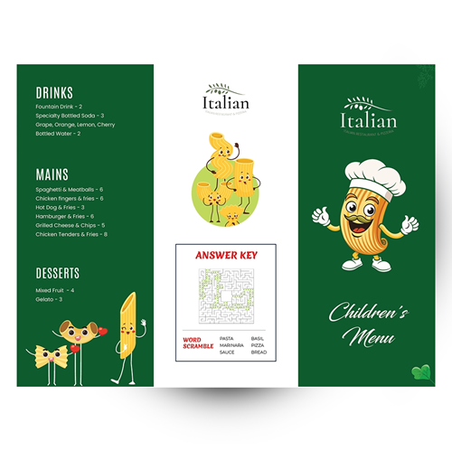 Show details for Kids - Italian Menu Design B