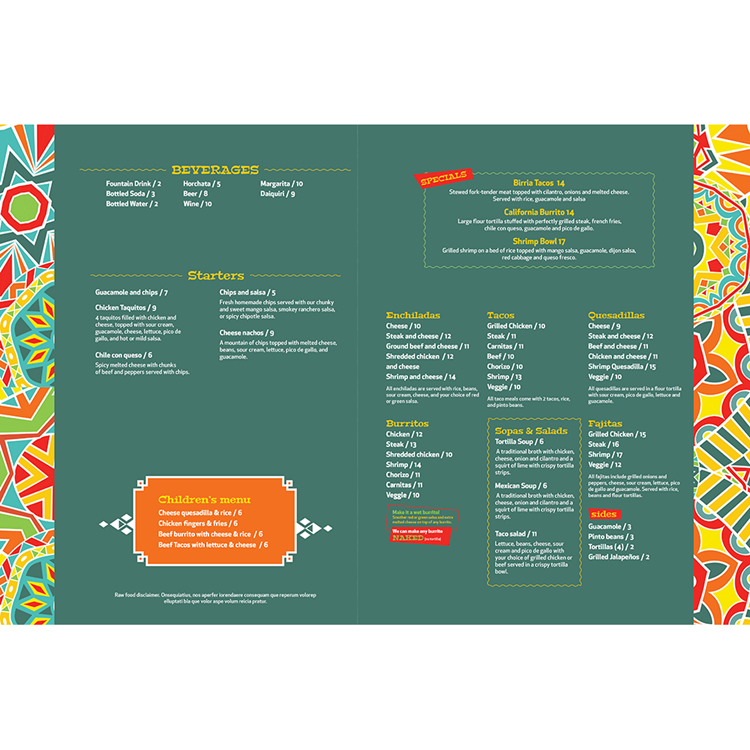 Show details for Mexican Grille - Menu (18 x 12) - Version 1 - Design Online