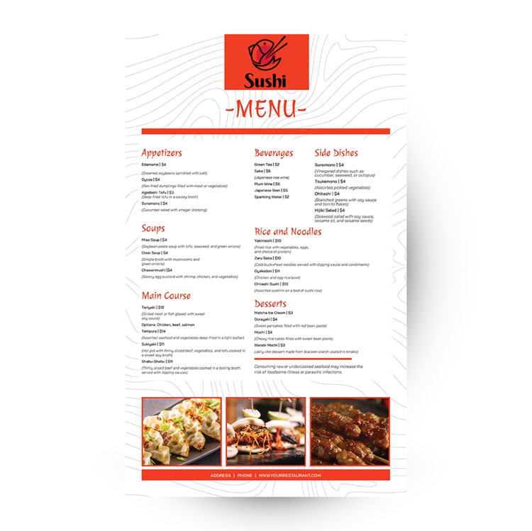 Show details for Sushi - Menu (8.5 x 14) - Design 1