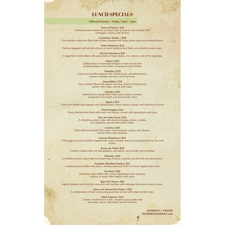 Show details for Mexican - Menu (8.5 x 14) - Design 2
